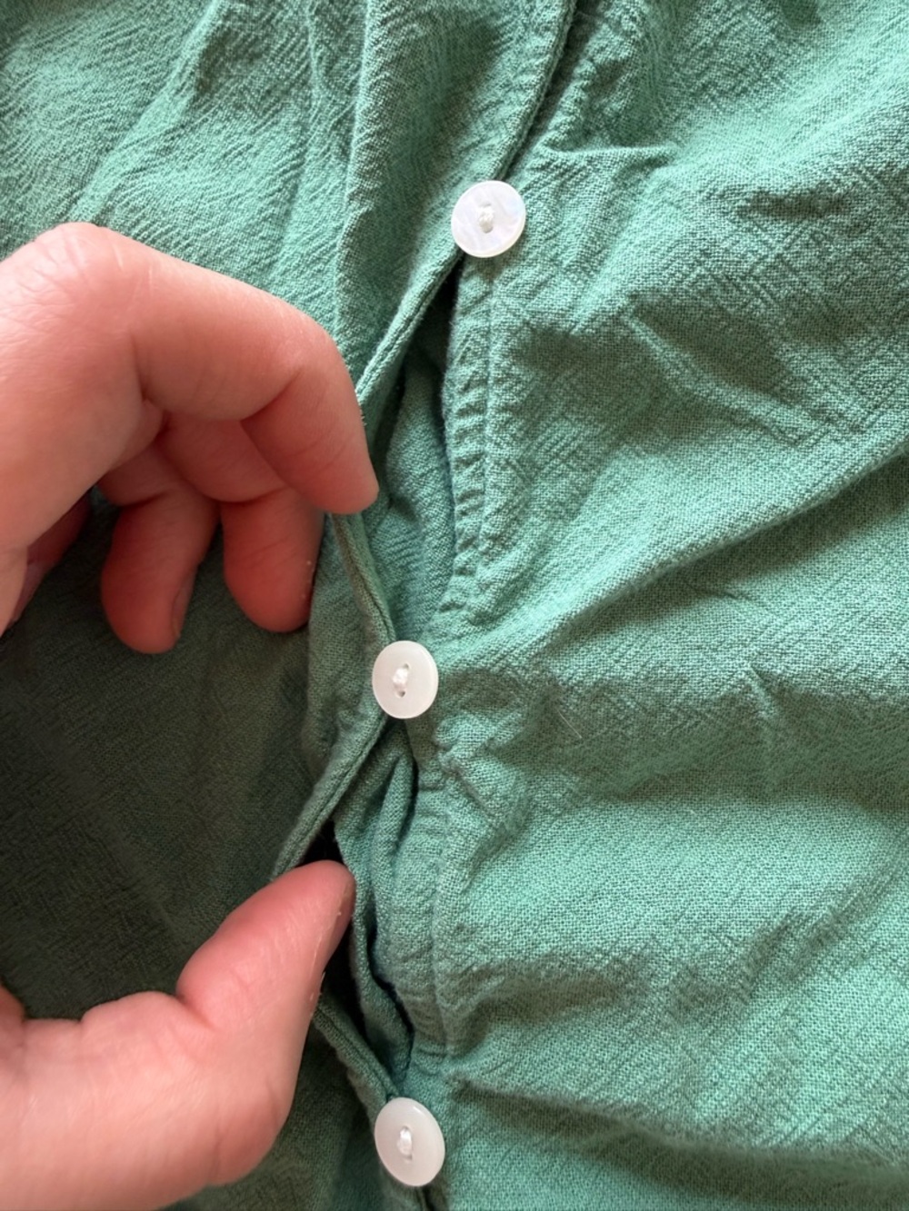 Universal Thread Green 100% Cotton Button Down Dress Sz 1X Boho Pockets Ruffle - Picture 7 of 11